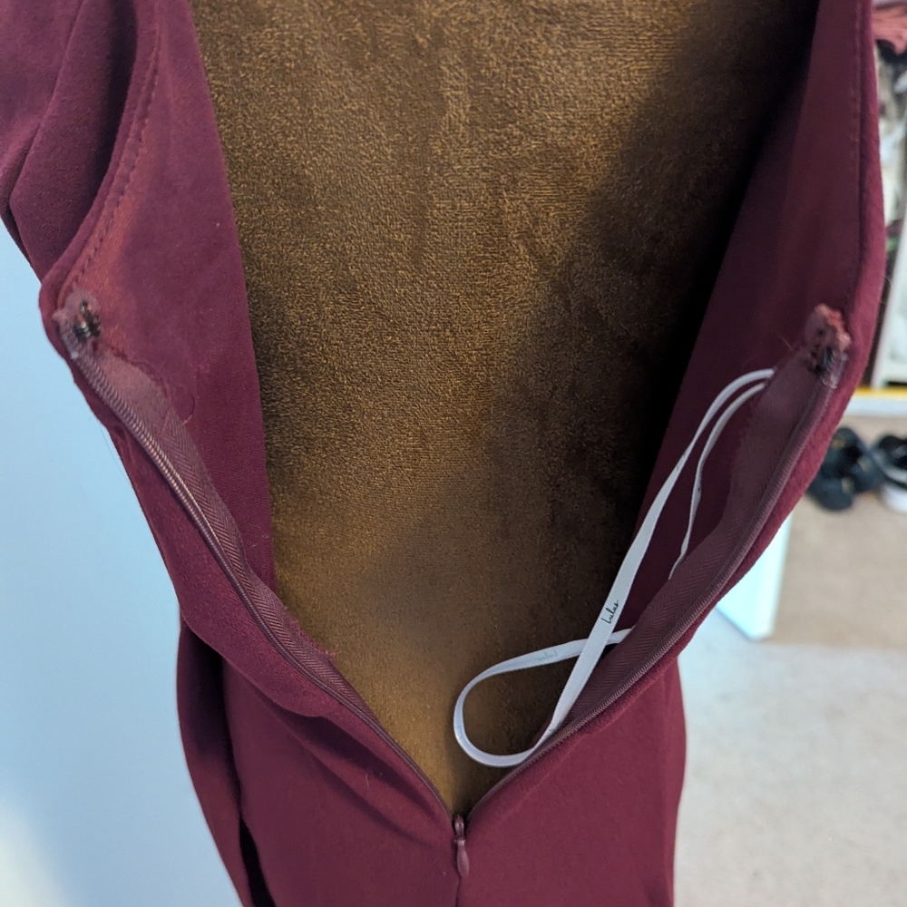 Lulus So Flirty Burgundy One-Shoulder Cutout Asymmetrical Formal Prom Dress, M - Picture 7 of 14